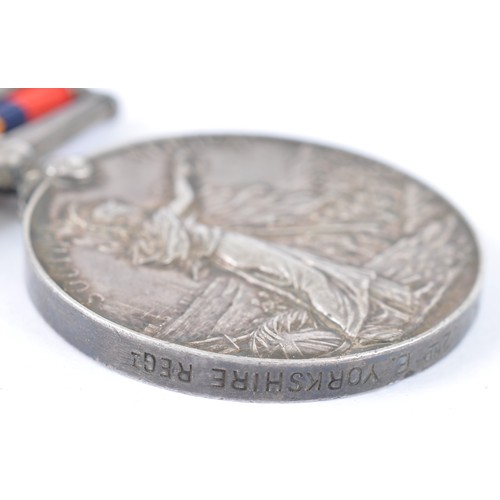 15 - 2nd Batt, East Yorks Regt South Africa Medal ( Ghost Dates ) Three Clasps. 1899-1902 S.A medal with ... 