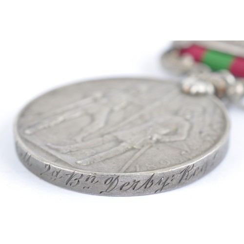 29 - Indian General Service Medal 1895 2nd Batt Derby Regt ,Two Clasps Punjab Frontier 1897-98 , Tirah 18... 