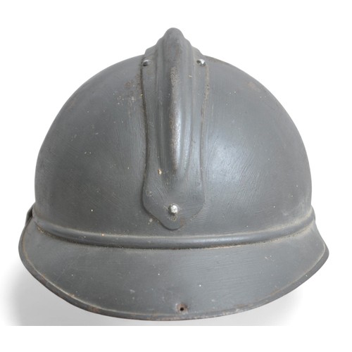 43 - WW1 French Artillery M15 Adrian Helmet. Crossed cannons badge to front for Artillery troops & ha... 