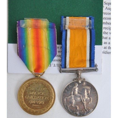 27 - WW1 British War & Victory Medal Pair To South Wales Borderers Officer Wounded In Action. 2nd Lie... 