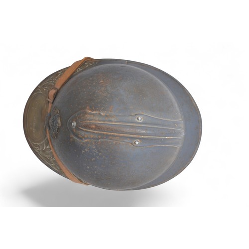 44 - WW1 French Souvenir Plaque Adrian Helmet.Kept by French WW1 veterans on authority of the French gove... 
