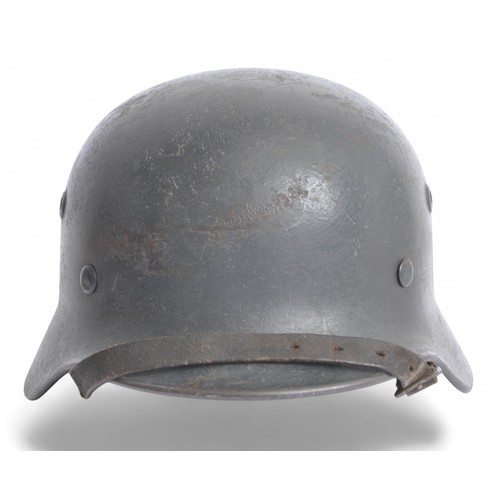 172 - Luftwaffe M40 Helmet With Soldiers Names . A German M40 Luftwaffe helmet with decal removed & or... 