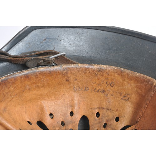 172 - Luftwaffe M40 Helmet With Soldiers Names . A German M40 Luftwaffe helmet with decal removed & or... 