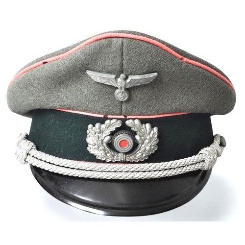 174 - Panzer Officers Peaked Cap & Insignia With Provenance. A very nice grouping reputedly from the s... 