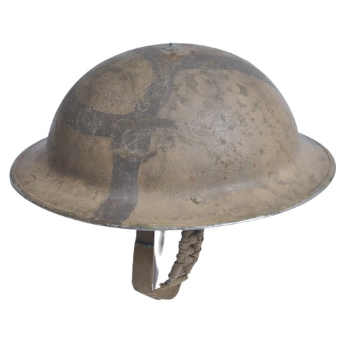 118 - WW2 British Malta Camouflage Helmet Attributed To A   Devonshire Regiment Officer. Scarce 'rubble' c... 