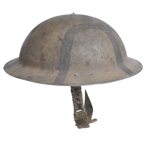 118 - WW2 British Malta Camouflage Helmet Attributed To A   Devonshire Regiment Officer. Scarce 'rubble' c... 