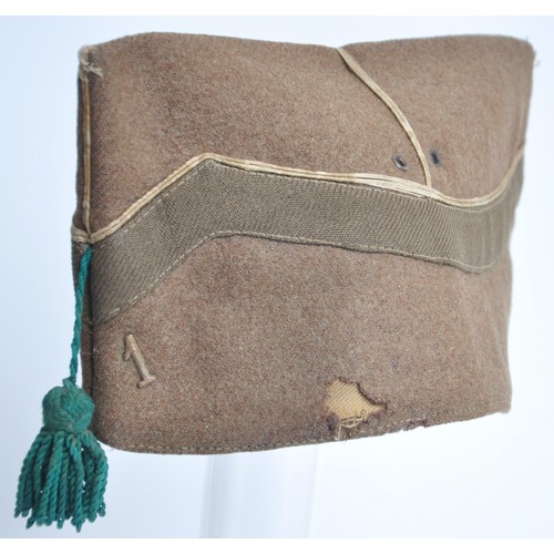 51 - WW1 Belgian 'Chasseurs A' Pied' Light Infantry Sidecap . A Model 1916 of brown woollen construction ... 