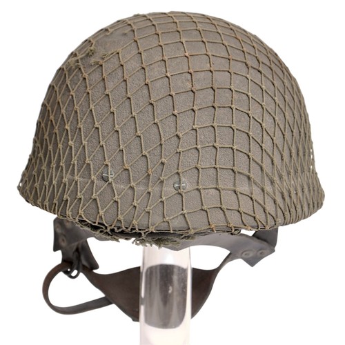 132 - WW2 British Fibre Rim Paratrooper Helmet With camouflage Net & 1942 Date. Rare example of the ea... 