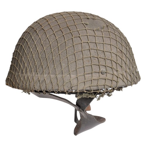 132 - WW2 British Fibre Rim Paratrooper Helmet With camouflage Net & 1942 Date. Rare example of the ea... 