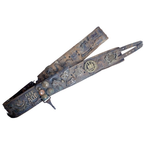 78 - WW1 British Army Trophy Belt. A good well used example of a British Soldiers souvenir or trophy belt... 
