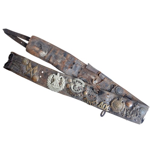 78 - WW1 British Army Trophy Belt. A good well used example of a British Soldiers souvenir or trophy belt... 