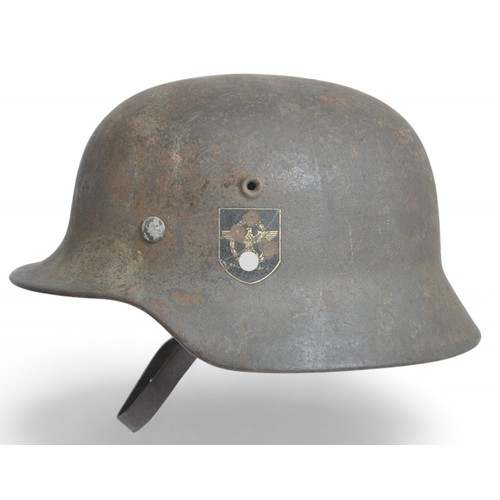 173 - German M40 Double Decal Police Helmet With Name To Liner. A fresh to the collectors market M40 doubl... 