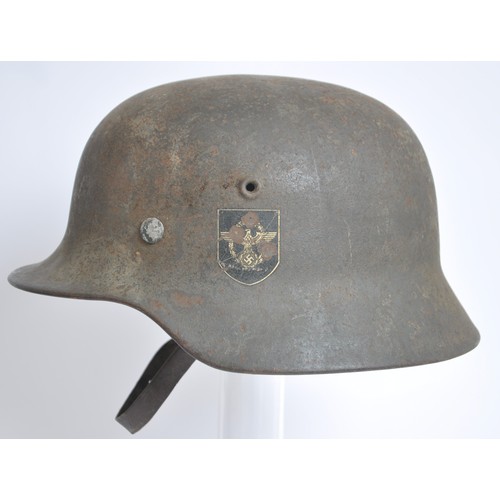 173 - German M40 Double Decal Police Helmet With Name To Liner. A fresh to the collectors market M40 doubl... 