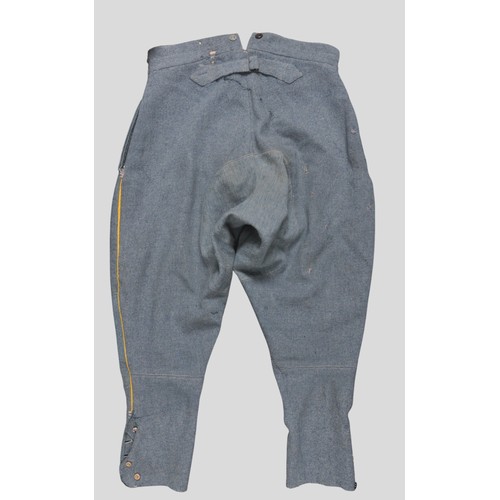 48 - WW1 French M15 Yellow Piped Infantry Breeches. Tapered button closed bottoms for wear with puttees ,... 