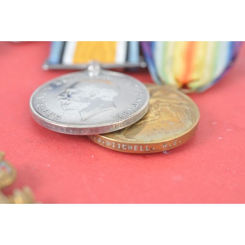 32 - WW1 British Medal Trio Souvenir Frame comprising 1914-15 Star, War Medal & Victory medal to 4328... 