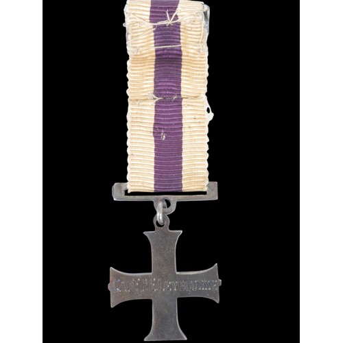 35 - Great War Miniature Military Cross With Rosette , Hampshire Regiment / Artists Rifles.  Engraved to ... 