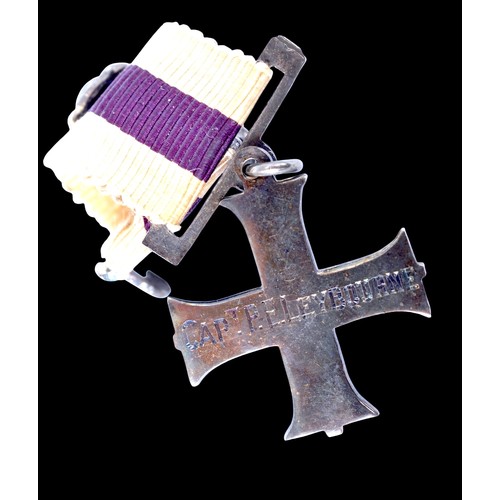 35 - Great War Miniature Military Cross With Rosette , Hampshire Regiment / Artists Rifles.  Engraved to ... 