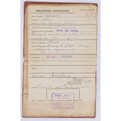 127 - D-Day 6/6/44 Parachute Regiment Grouping Of Paybook & Para Regiment Economy Cap Badge. A British... 