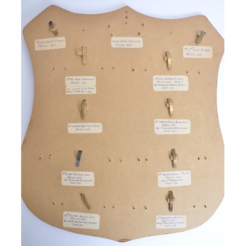 10 - Shield Mounted Cap & Collar Badge Collection Of British & Irish Cavalry Regiments. 3rd Drago... 