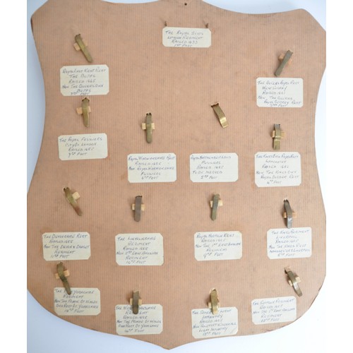 6 - Shield Mounted Cap Badge Collection Infantry Regiments. Buffs , Warwickshires, Lincolnshires, Devons... 