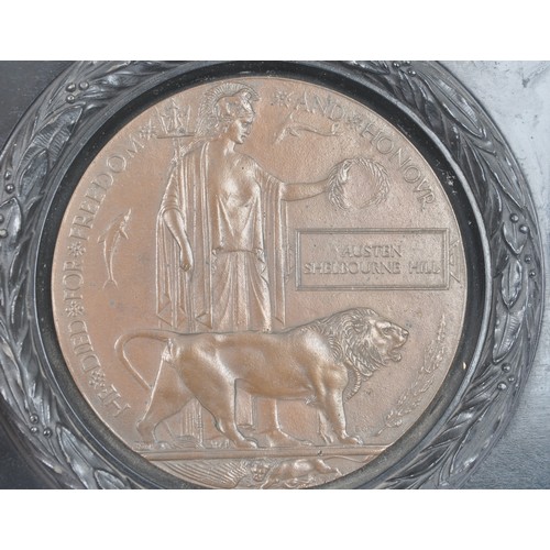 24 - WW1 Death Plaque Of 2nd Lieutenant Austen Shelbourne Hill, 6th (City of London ) Battalion (Rifles).... 