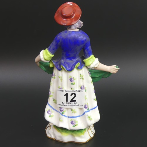 12 - Antique Minton porcelain figure of a Country Lass c.1900. 19cm high.