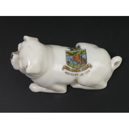 65 - Three crested china items, two dogs and a pig. Pig 90mm in length.