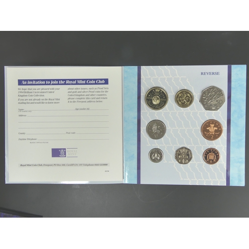 70 - 1994 Briliant UK uncirculated coin collection.