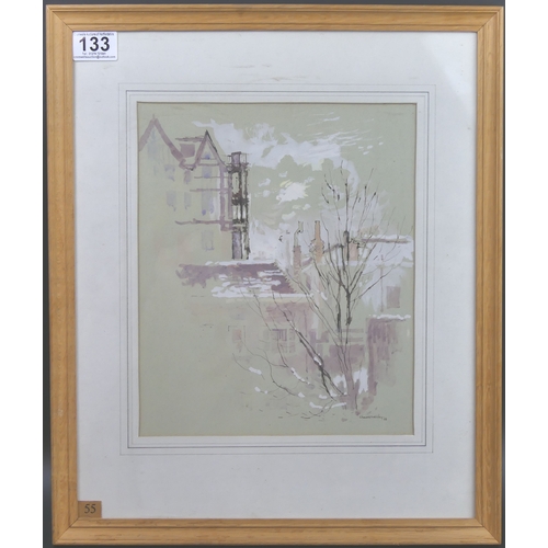 133 - Charlotte Halliday (Hampstead Artist) framed and glazed water colour of a street scene. Signed and d... 