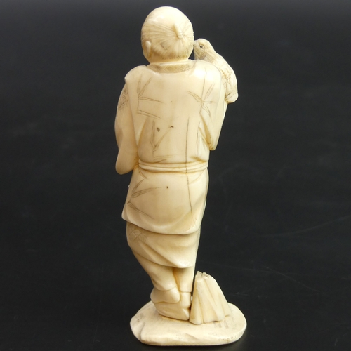 175 - Signed Japanese Meiji period ivory Okimono of a farmer c.1900. 12cm tall.