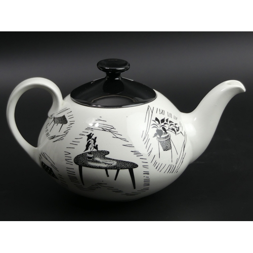 96 - Scarce Ridgway Homemaker Enid Sweeney pottery teapot. 22cm long x 12.5cm high.