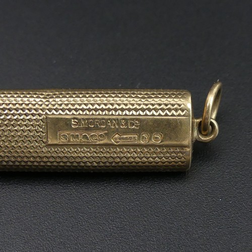 198 - Sampson & Mordan 9ct gold propelling pencil. London 1903. 75mm long & 7.2 grams.