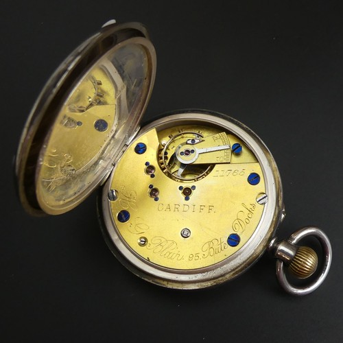 15 - Victorian open face silver pocket watch assay marks for Birm.1893. 50mm dia x 70mm in length.