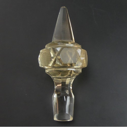 30 - George V cut glass silver mounted perfume bottle. London 1914. 25cm high.