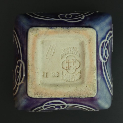 1 - Art Nouveau Doulton Lambeth pottery vase by Leslie Harradine. 7.7cm high x 9cm square. UK Postage £1... 