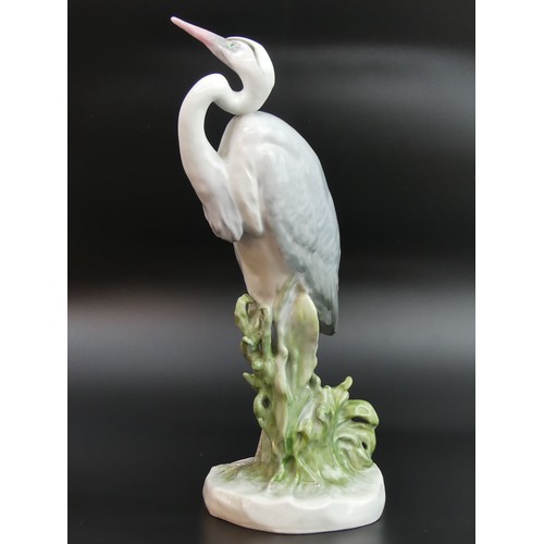 8 - Karl Ens porcelain large figure of a Heron. 34cm high. UK Postage £20