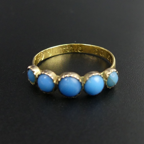 20 - Antique high carat gold posy ring, 