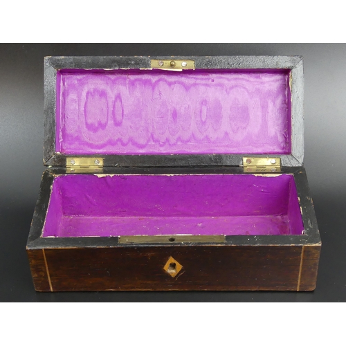 32 - Victorian rosewood, boxwood strung jewellery box, surmounted with a finely carved ivory tiger group.... 