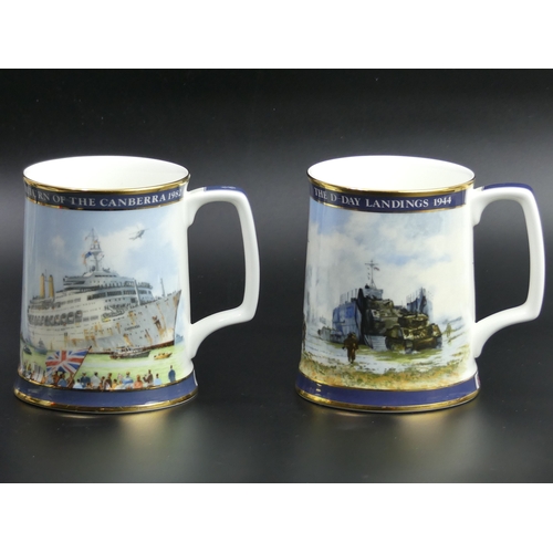 44 - Two Royal Doulton china limited edition tankards, The Falklands War and The D-Day Landings. 13cm hig... 