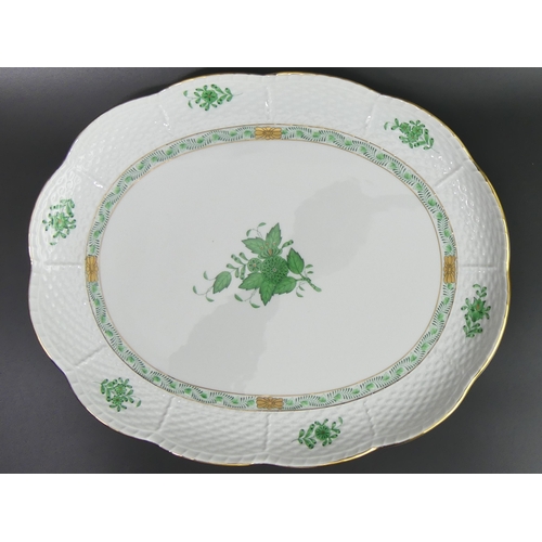 47 - A large Herend Chinese green bouquet porcelain cheese dish and cover. 30cm long x 14cm high.
UK Post... 