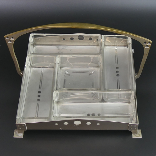 55 - W.M.F silver plate and glass secessionist hors d'oeuvres dish. 26cm wide x 17cm high.
UK Postage £20