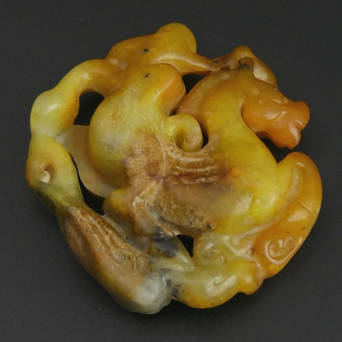 84 - Carved Chinese carved ochre jade figure of a monkey riding a horse. 50 x 47 mm.
UK Postage £12.