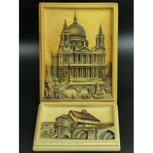 110 - Two Osborne 'Ivorex' plaques, The Old Goat Bedford and St. Paul's Cathedral. 27.5 cm x 20.5 cm and 2... 