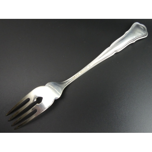 118 - A German World War II Sterling silver fork. 51 grams. 18.3 cm in length. UK Postage £12.