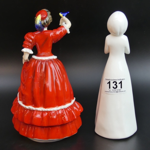 131 - Two Royal Doulton china figurines, 'Pauline' HN 3643 and 'God Bless You' HN 3400. 21 cm high. UK Pos... 