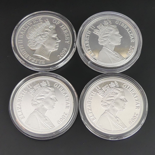 134 - Four Sterling silver £5 proof coins. UK Postage £15.