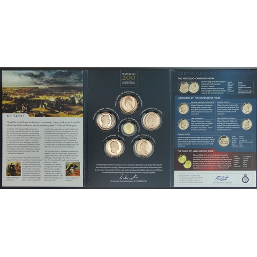 135 - The Battle of Waterloo 1815-2015 anniversary medal collection, including a 14ct gold example (7 gram... 