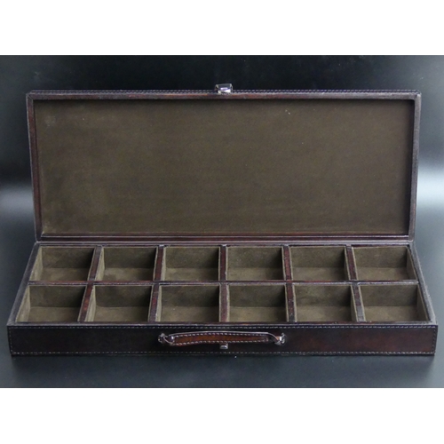 152 - A fine quality leather fitted jewellery case. 46.5 x 8.5  x 6.5 cm. UK Postage £20.