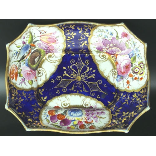 172 - English hand painted Regency period porcelain fruit bowl, circa 1825. 26 x 21 x 10 cm. UK Postage £1... 