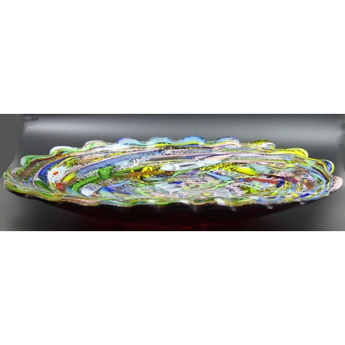 190 - Stunning large vintage Murano AVEM 'Tutti Fruitti' Venetian art glass dish. 52 x 38 x 8 cm. UK Posta... 